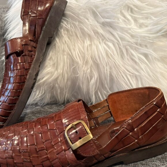 Sunsteps Hand Woven Leather Huarache Sandal Mens Size 11 Brown Slip On Loafer - Picture 6 of 11